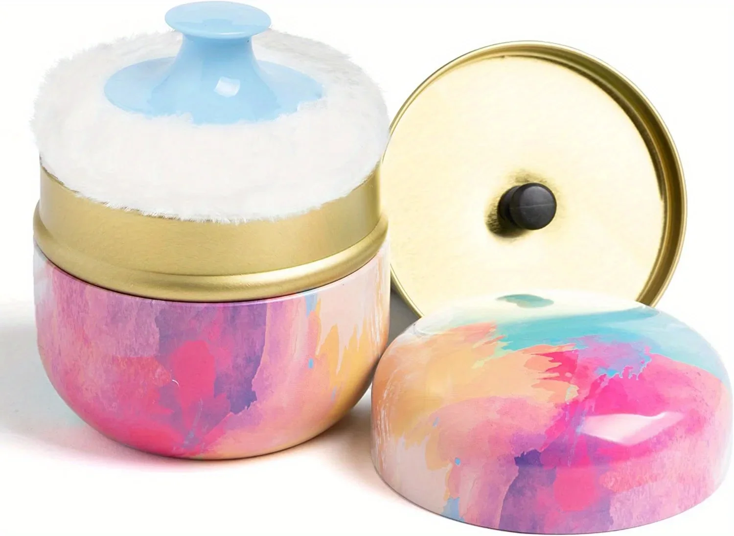 

Body Powder And Powder Puff With Powder Puff Container Tea Canister Adult Body Talcum Powder Puff Container