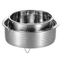 2Pcs Steamer Basket 304 Stainless Steel Vegetable Steamer Basket with Handle and Legs Effective Heating Food Pot Steaming Basket