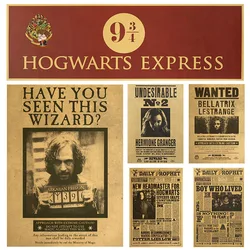 Hogwarts Poster Vintage Poster Dorm Bedroom Door Hermiones Daily Prophet Map Platform Wanted Decorative Wall Sticker