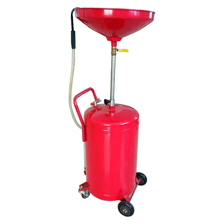 Car Waste Oil Extraction Machine / 80L Portable Adjustable Tube Vacuum Waste Oil Drain Collector With Trolley