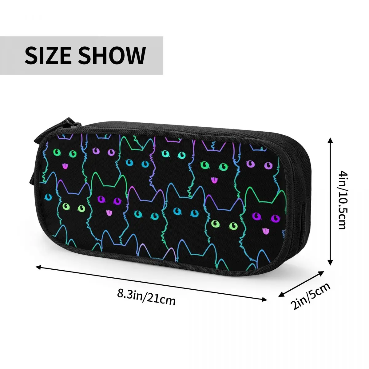 Lovely Colorful Cat Silhouettes Pencil Case Cartoon Cats Pencilcases Pen Box Girls Boys Big Bag School Supplies Gift Accessories