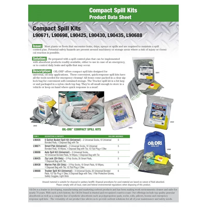 -Dri l90671 5 gallon smart-Pak universal emergency zippered compact spill kit