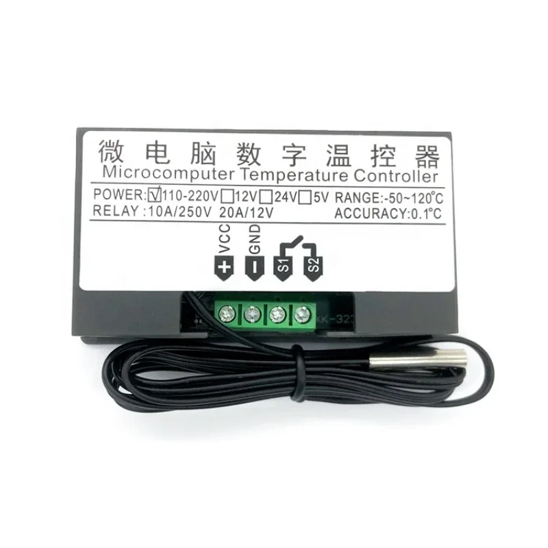 Termostato de pantalla LED con Control de temperatura Digital, línea de sonda AC110, 220V, 20a, instrumento de Control de calor/refrigeración