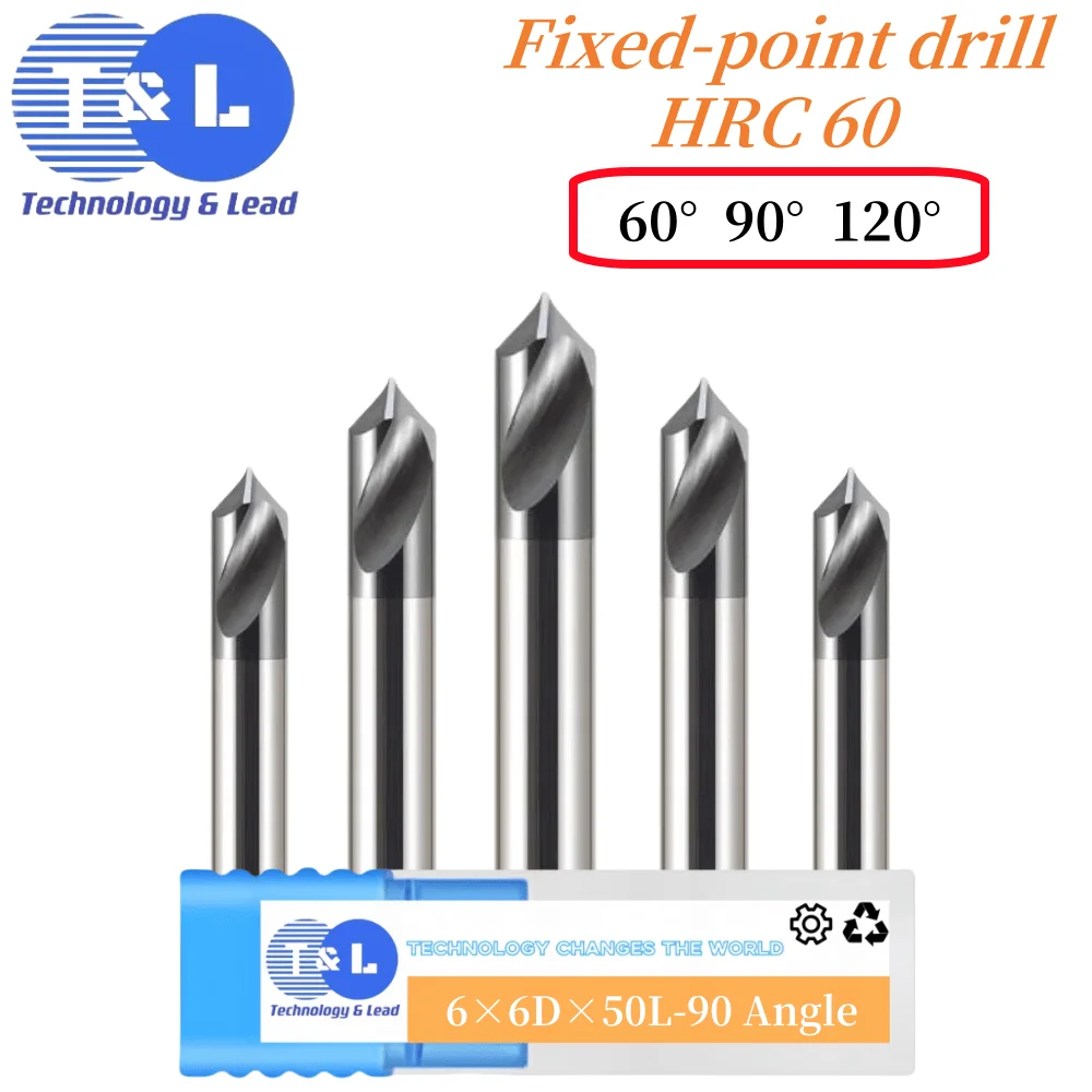 T & L HRC60 60/90/120, 2 лезвия из вольфрамовой стали, стандартная точка сверления, прямой хвостовик, фаска, сверло, фаска