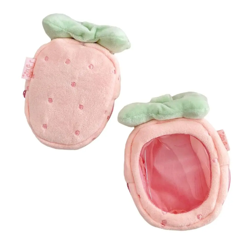 Gifts Doll Display Bag Strawberry Shape Hanging Clip Doll Carrying Pouch Clear Window Leaf Detail Strawberry Doll Bag Travel