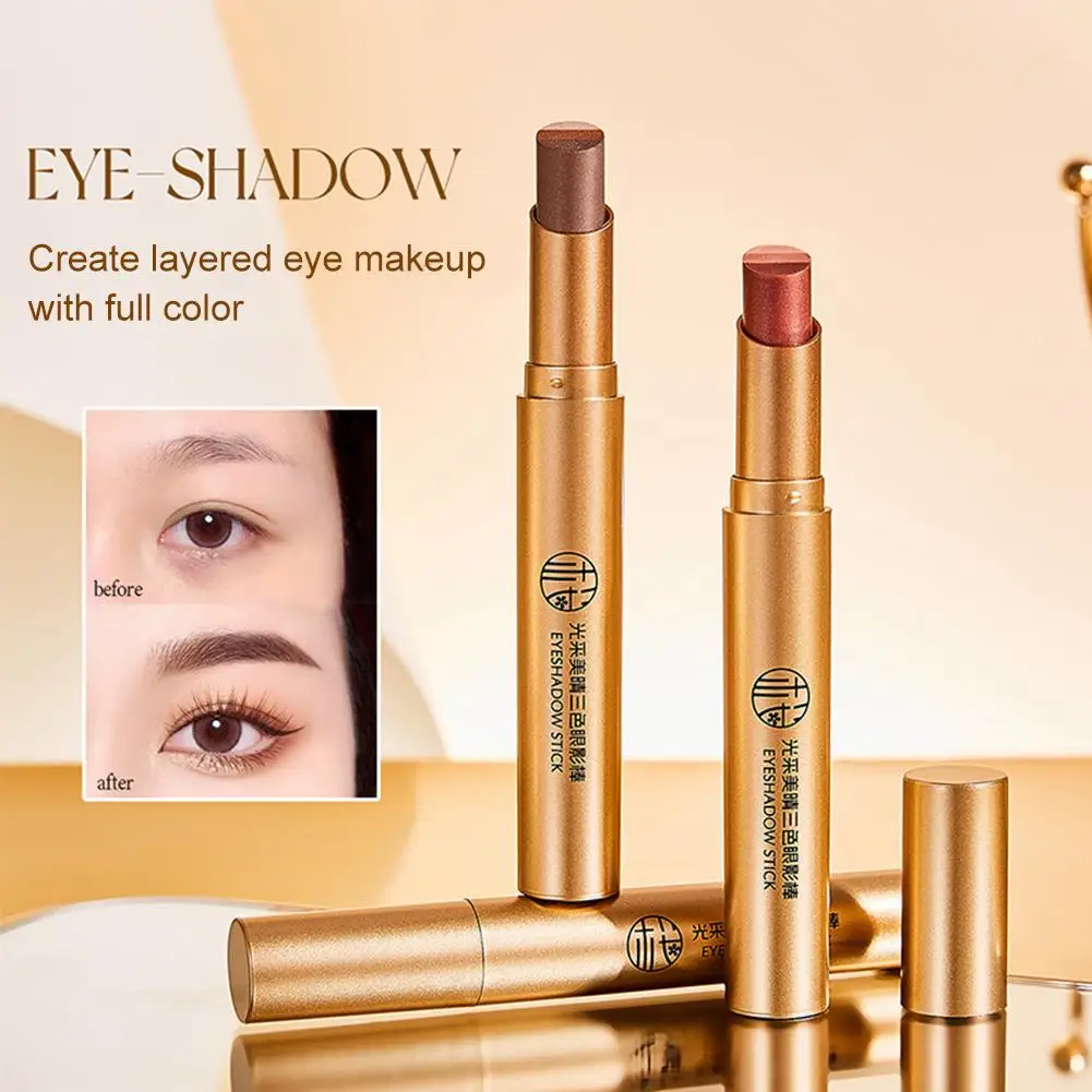 Glitter Eyeshadow Stick Three-Color Contouring Eyeshadow Makeup Stick Eyeshadow Pencil Eye Shimmer Eyeshadow Crayon H8O1