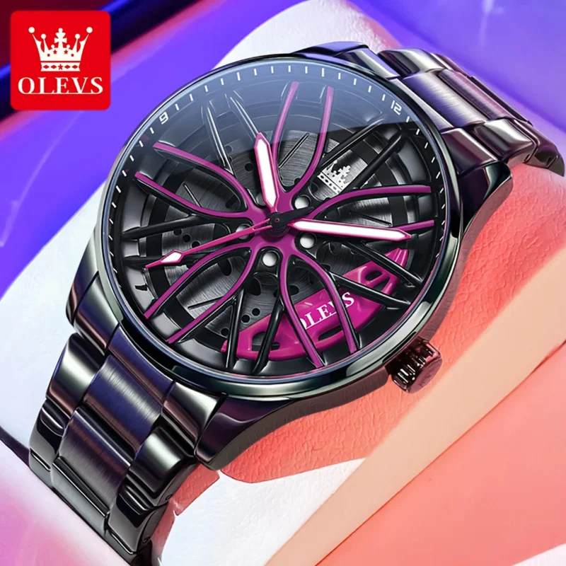 

Olevs 9937 fashion Men's quartz watch rotating wheel dial luminous waterproof sport casual watches men Reloj Hombre