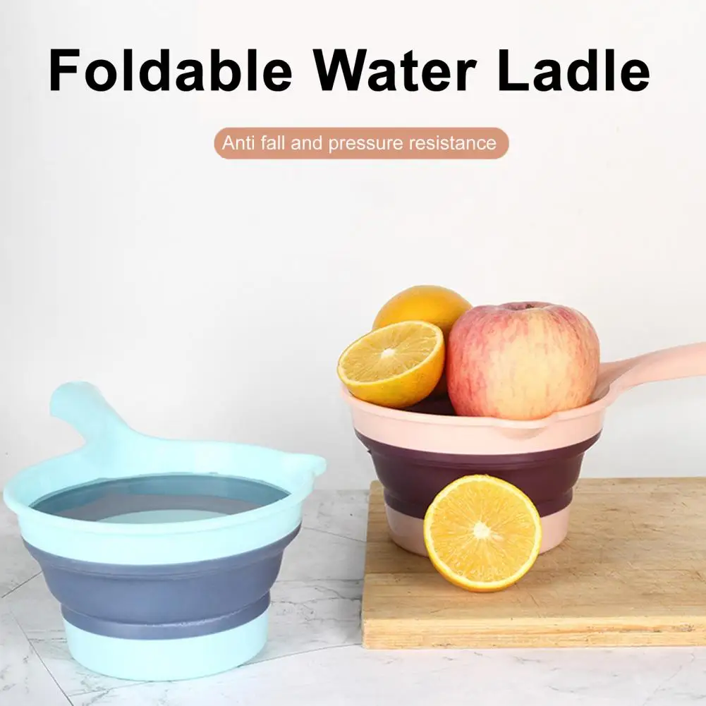 Portable Foldable Kitchen Water Scoop Plastic Long Handle Scooping Water Spoon Hanging Thickened Bath Spoon