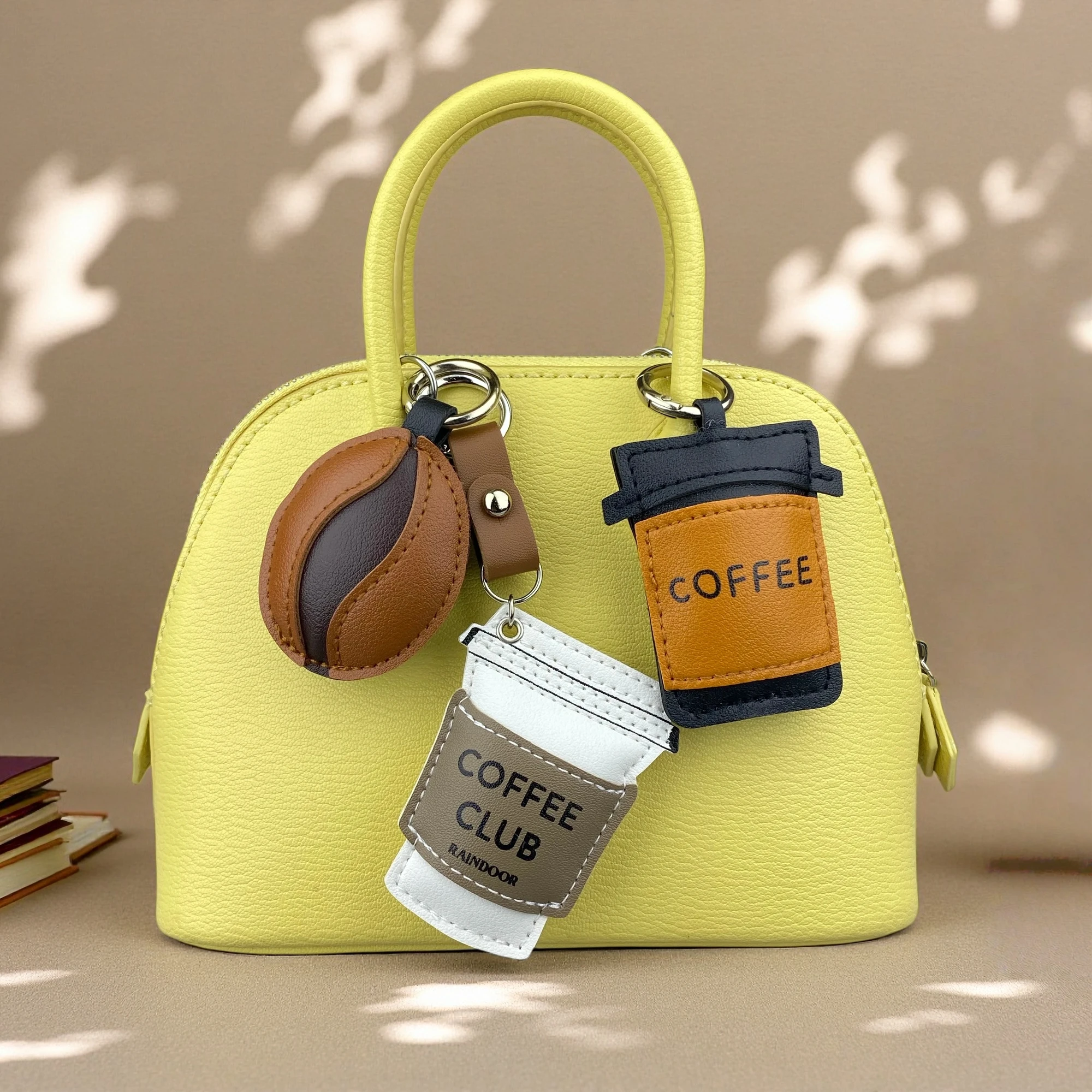 PU Leather Coffee Cup & Coffee Bean Keychain Charm Set, Coffee Cup Pendant Accessory for Bags/Keys/Backpacks, Coffee Lover Gift