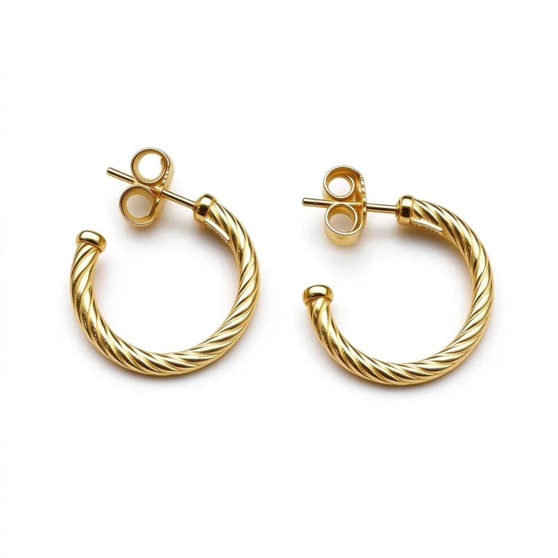 Gold Twisted Cable Hoop Earrings for Women,Single Twisted Wire C Shape Small Hoop, GoldTone Alloy Earrings, Cable Texture PolishedFinish, Secure Backing, Trendy Minimalist JewelryGift for Her, Daily Wear Office Party Date,Lightweight Classic Style