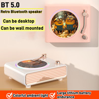 Retro Record Wireless Sound Box HIFI Home Music Box RGB Desktop Wall Hanging Caixa De Som Bluetooth Speaker Portable Subwoofer