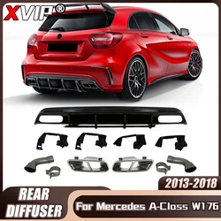 XVIP Glossy Black A45 AMG Rear Diffuser With Exhaust Pipe For Mercedes Benz A-Class W176 A200 A45 AMG 2013-2018 Car Accessories