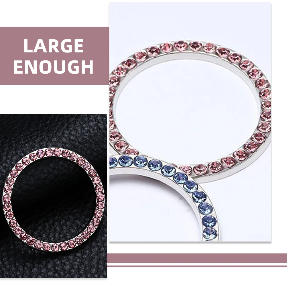 

2pcs Push To Start Button Cover Rhinestone Start Stop Decoration Ring For Car Interior Accessories Engine Ignition Bling Cover