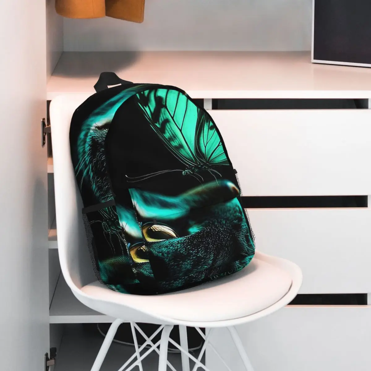 

Cat And Glowing Butterfly Backpack Student BookBag Kids School Bag Computer Shoulder Bags for Men Women