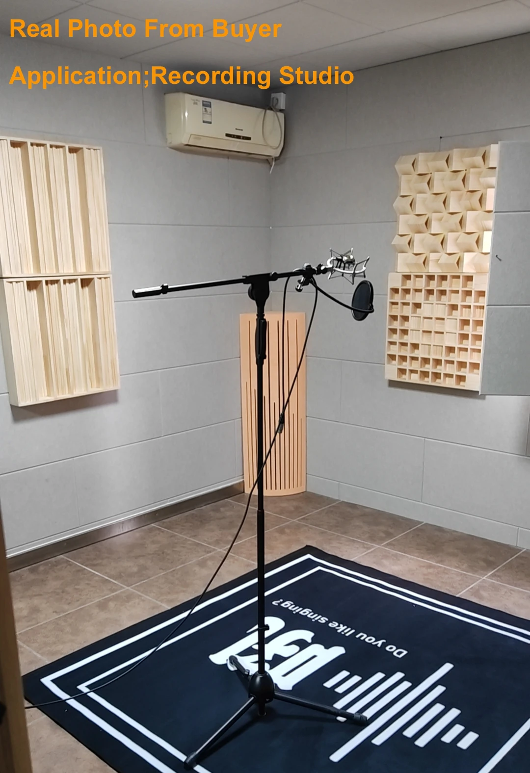 New Arrival Waffle Style Solid Wood Acoustic Diffuser Panel 60x60x7cm for Home Studio,Private Cinema Acoustic Treatment Art