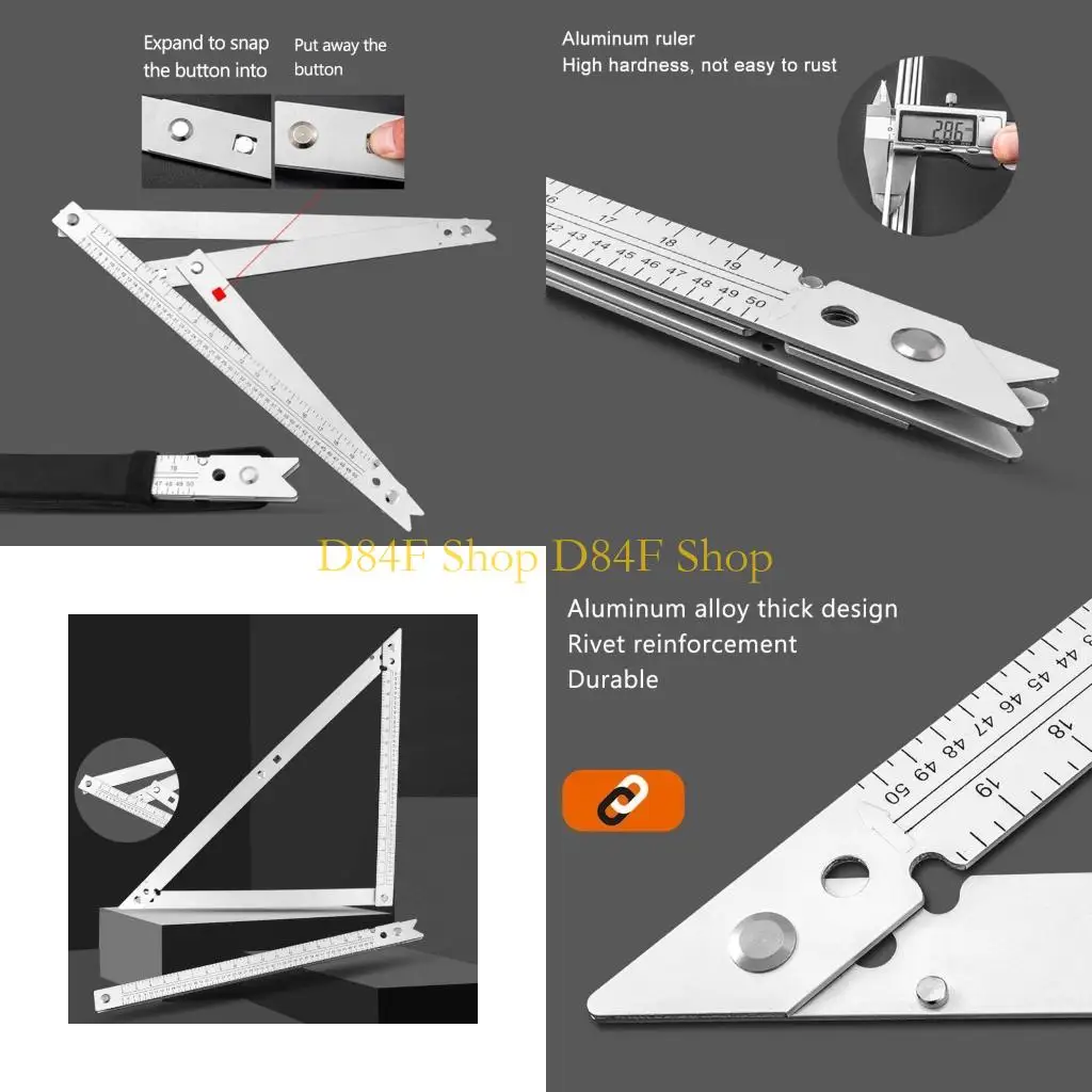 

D84F Квадратный квадратный квадрат складной линейки алюминиевого сплава измерение измерения