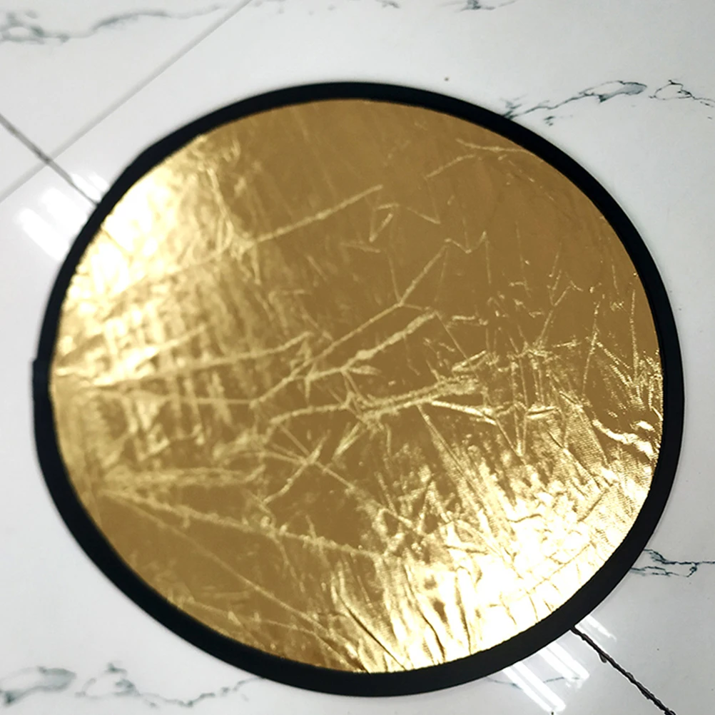 

2pcs Portable Photography Round Light Reflector Disc Photo Props Gold Silver 2 In 1 Photo Reflector For Studio Outdoor Use