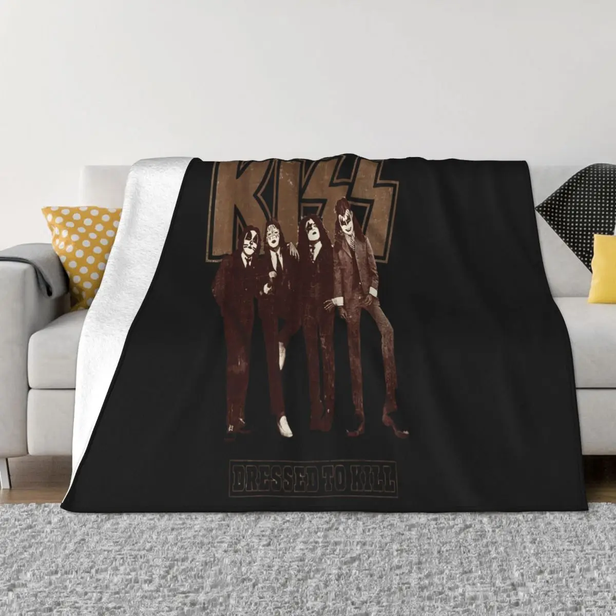 Kiss Dressed To Kill Mens Flag Suits Rock Band Nyc Album Concert Tour Merch Women Men Throw Blanket