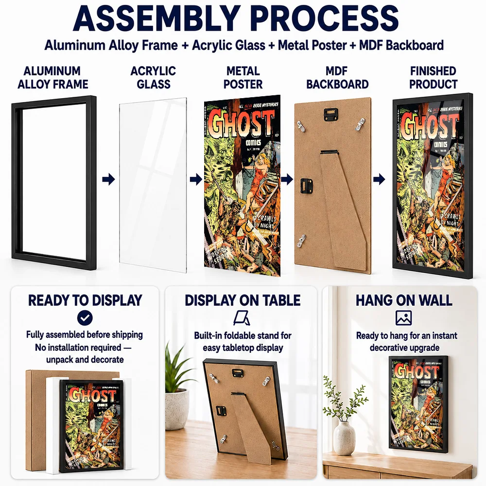 Ghost Comics Number 09 Metal Poster With Aluminum Alloy Frame Personalized Photo Heroic Comic Style Wall Art For Collector Room