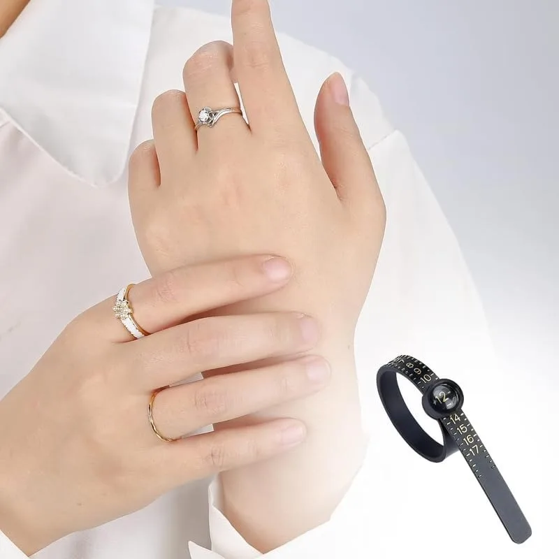 Jewelry Ring Sizing Tool, Reusable Measuring Belt Covering US Sizes 1 to 17, Built-in Magnifying Glass for Clear Scale Reading
