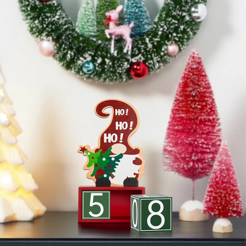 With Wooden Christmas Santa Block Decoration Count Down Calendar Christmas Calendar Size