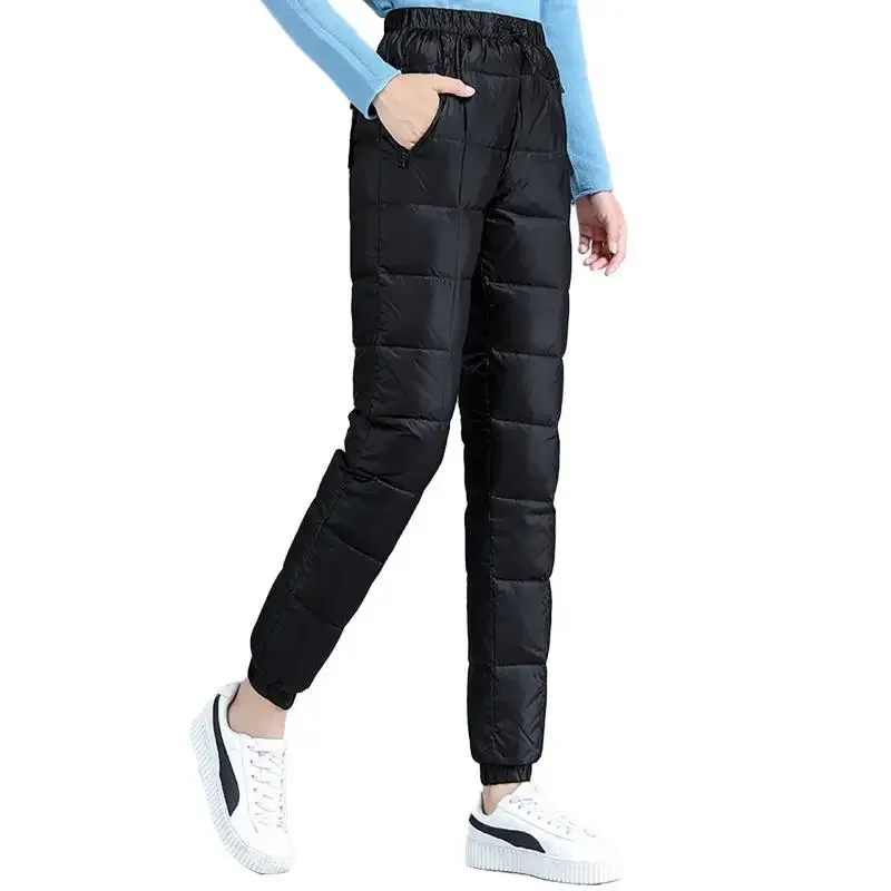 2024 New Ladies Winter Casual Pants Cotton Pants Fashion High Waist Warm Down Pants Drawstring Pants Nine Pants