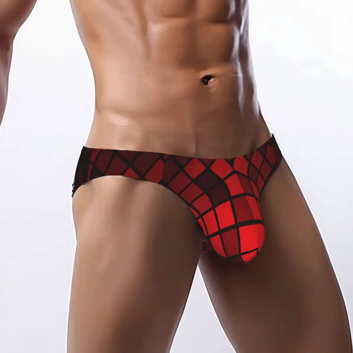 

Men's Briefs Sexy Underpants Red Geometric Bikini Underwear Men Panties
