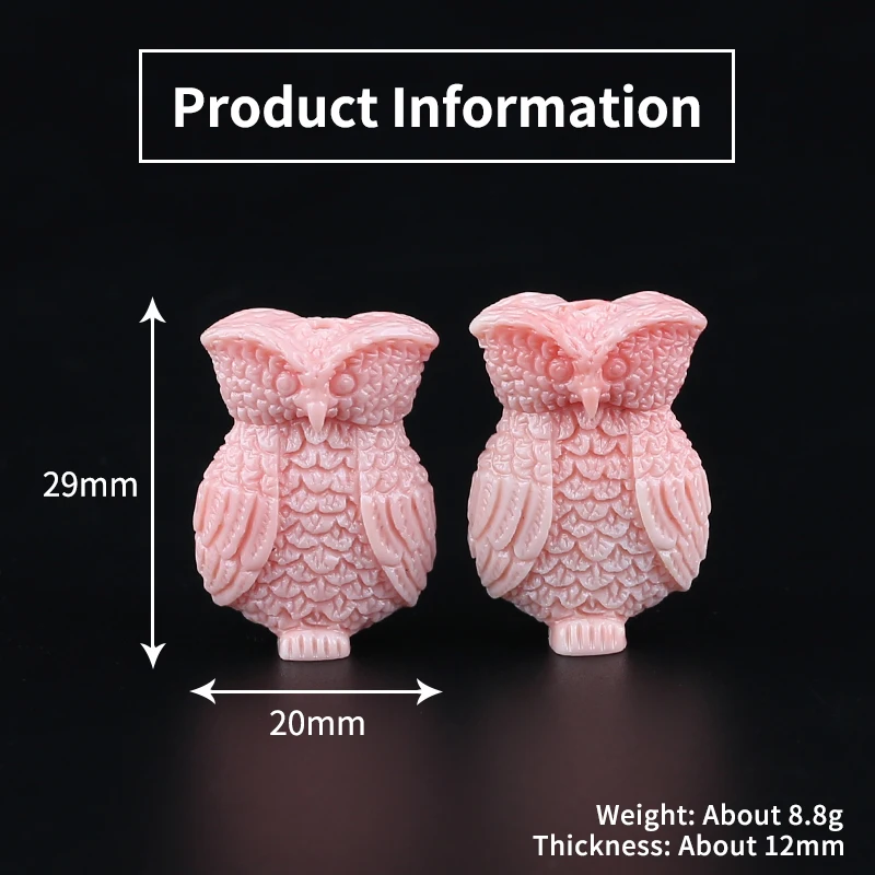 New Arrival Pink Conch Shell Carved Charms Owl Earrings Beads Jewelry Making DIY Handmade Craft 29x20x12mm 8.8g