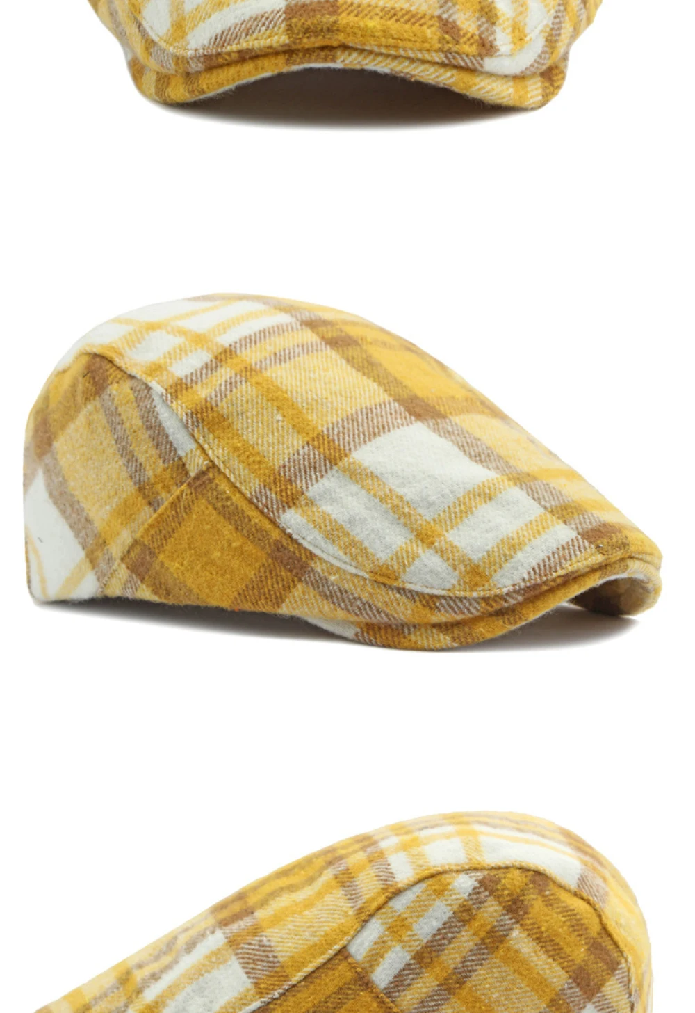 HT4219 Baskenmützen Herbst Winter Karierte Baskenmütze für Männer und Frauen Vintage Künstler Maler Wollmütze Männlich Weiblich Verstellbare Ivy Flachmützen – Detail 7