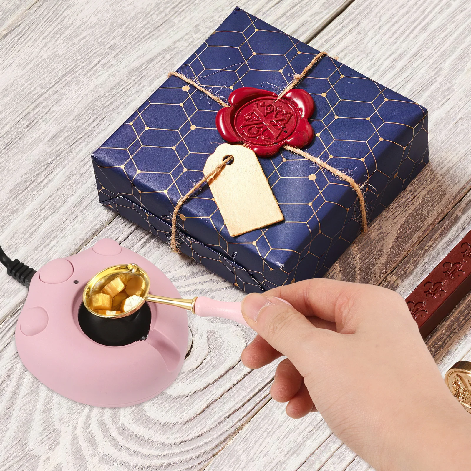 

Electric Wax Seal Furnace Kit Quick Heating Precise Temp Control Safe Easy Operation Wax Sealing Tool for Letters Invitations