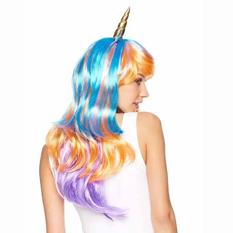 Cosplay Wig Headband Halloween Costumes kid adult Unicorn theme birthday New Year Masquerade dress up Christmas Decoration gift