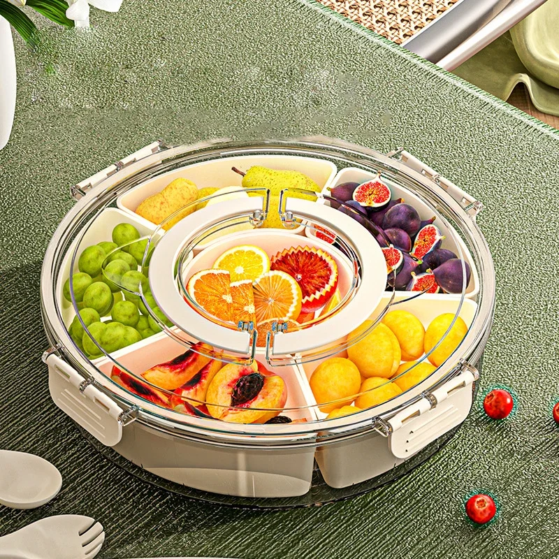 

Portable rotating fruit plate home living room plastic snack plate creative modern transparent snack box dried fruit candy plate