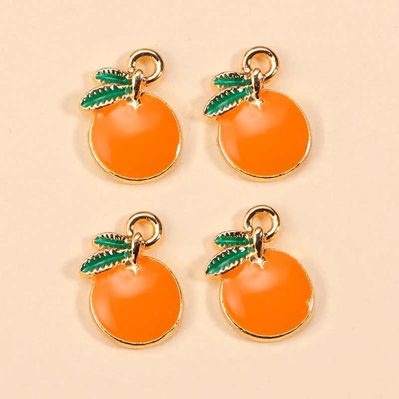 10Pcs Enamel Orange Charms for DIY Jewelry Making