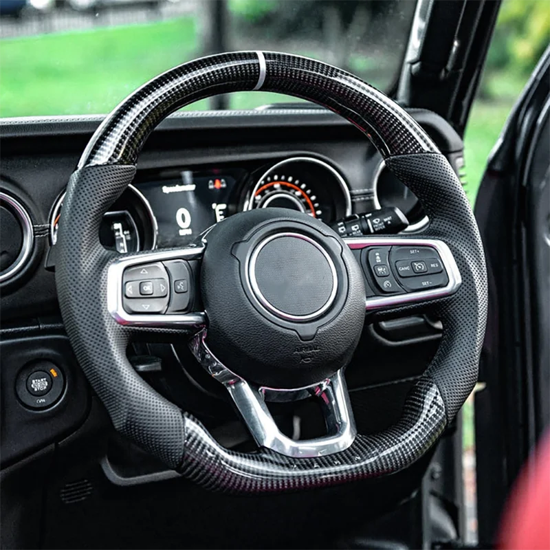 

Руль из настоящего углеродного волокна, гоночный спортивный стиль для Jeep Wrangler JL 2018 2019 2020 2021 2022