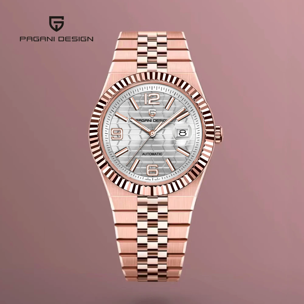 Nuovo Orologio da Uomo PAGANI DESIGN 2026 in Oro Rosa, Orologio Meccanico Automatico di Lusso per Uomo, Vetro Zaffiro AR, Impermeabile, Movimento 8215, Regalo