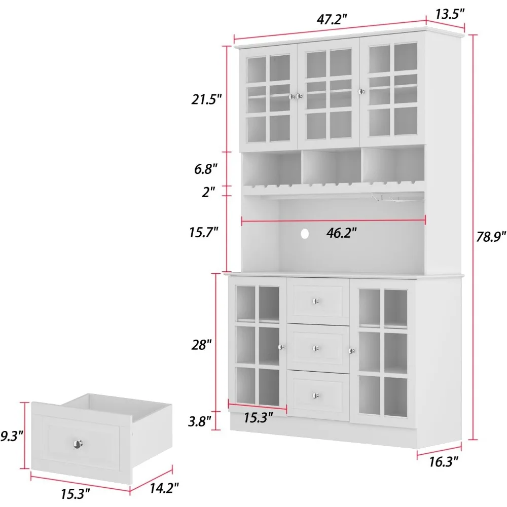 Living Room Storage Cabinet Freestanding Cupboard for Kitchen Dinning 3 Drawers & Microwave Shelf Armoires De Salon Cabinets the