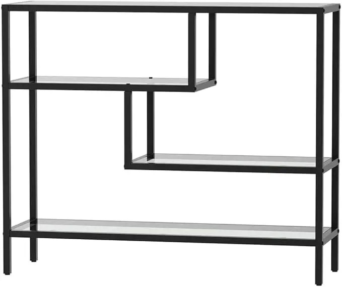 Entryway Modern Eco-Friendly MDF Console Table with Tempered Glass Top Trestle Base Living Room Furniturepromote sales