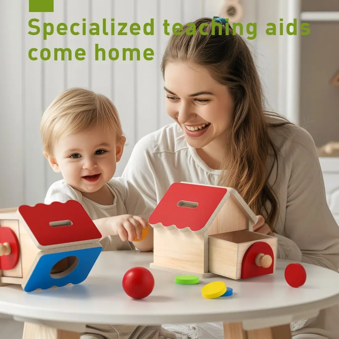 Wooden Puzzles Toys 2 in 1 Coin Ball Box House Set Game Object Permanence Box Hammer Box Macaron Toys Coin Ball Drum Drawer Box