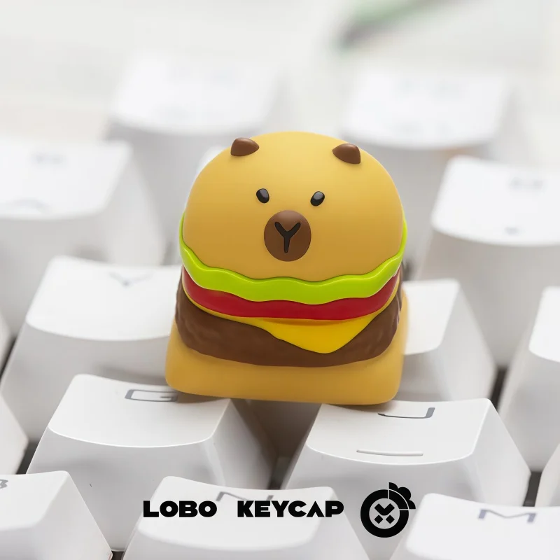 Capibala Original-Tastenkappe, niedlich, durchscheinend, kreatives Harzmaterial, individuelles Geschenk, geschichteter Tropfkleber, Kreuzachsenloch, ESC-Position