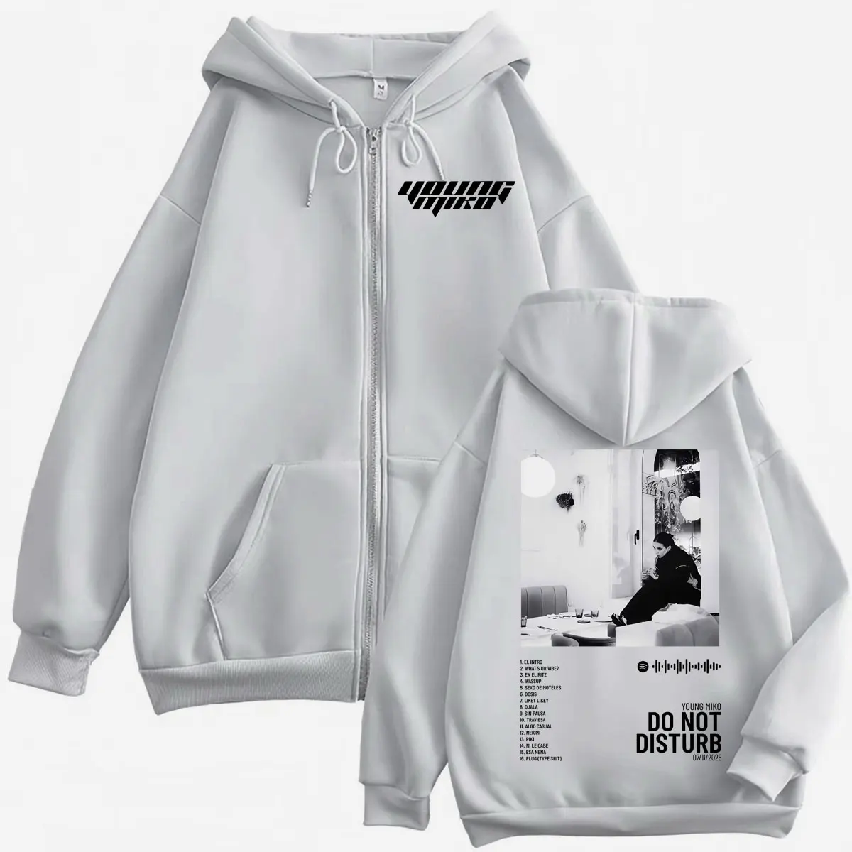 Young Miko Do Not Disturb Album Poster Grafik Zipper Hoodie Hip Hop Vintage Zip Up Pullover Männer Frauen Casual Lose Sweatshirts