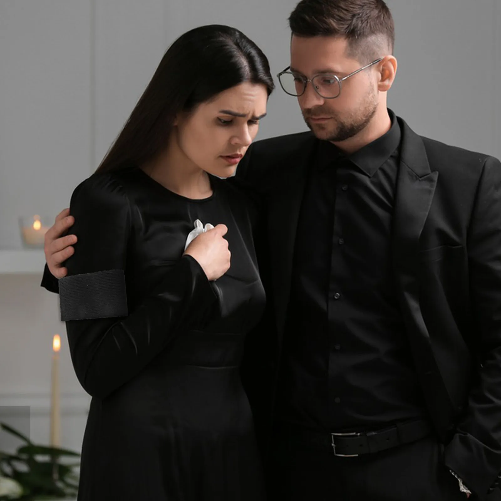 

15 шт. черных эластичных твиловых похоронных повязок на руку для поминальных служб, похоронных обрядов, почета и памяти, регулируемые, удобные в носке