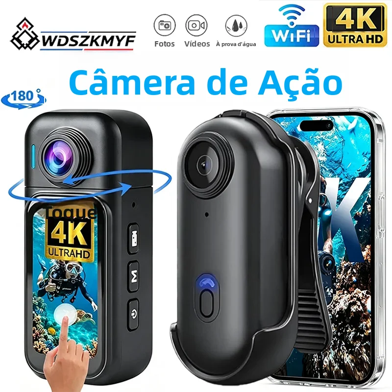 4kミニwifiウェアラブルボディカメラ、pov-vlogレコーダー、防水ポータブルスポーツアクションカメラ、バイクヘルメット、サイクリング、vlog撮影用