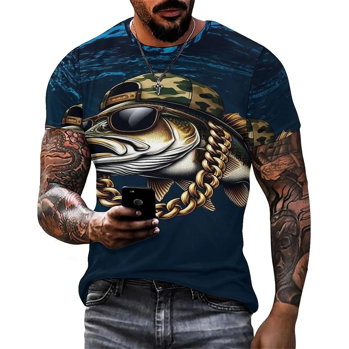 

Breathable Quick-Drying Comfortable Men's 3D Printed Short Sleeve T-Shirt - Pullover Holiday Gift