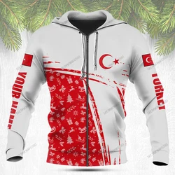 Custom Name Turkey Emblem Christmas Zipper Hoodies Unisex Oversize Sweatshirts Winter Casual Streetwear Tops Pullover