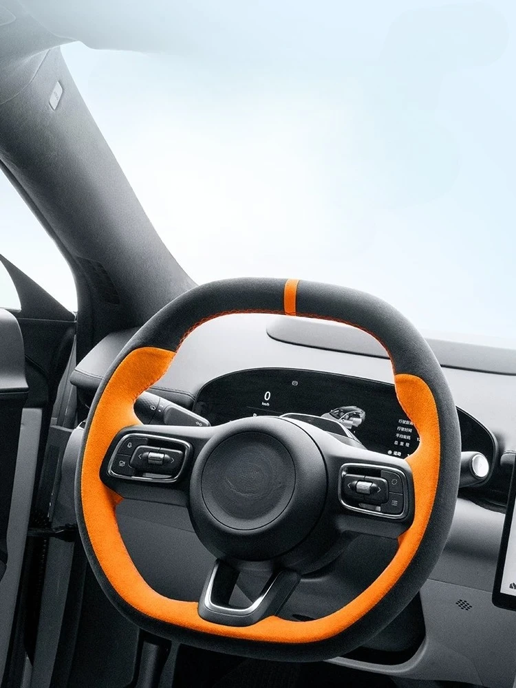 Suede Hand-Stitched Steering Wheel Cover for Zeekr 8X, Premium Car Interior Accessory