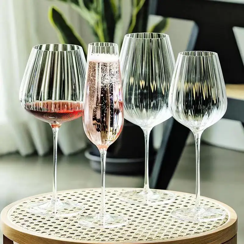 Light Luxury Vertical Stripe Wine Cup Drinkware Glass Whiskey Glasses for Champagne Copas Original Cocktail Glasses Set Cups Bar