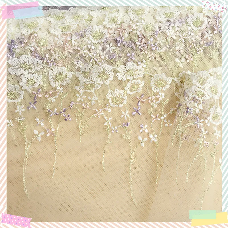 1Yard /18cm wide Pink Soft Mesh Embroidery Lace Trimmings Dress Accessories Lace Fabric Sewing Crafts Doll Material