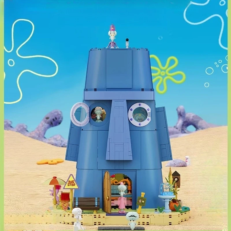 

SEMBO Squidward's Stone Statue House Building Block Creative Hand-assembled SpongeBob SquarePants Trendy Toy Ornament Model