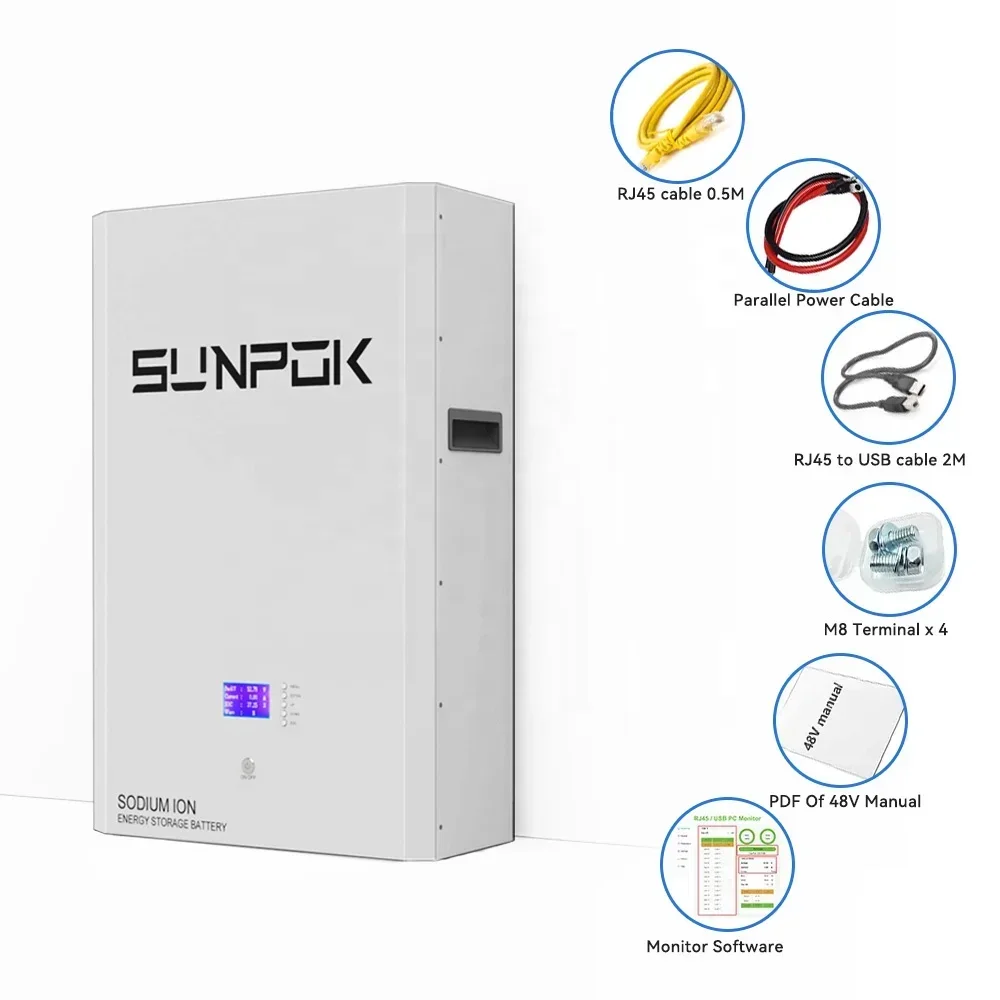 Sunpok-Batería de iones de sodio, batería de iones de sodio, 48V, 100ah, 200ah, 5kwh, 10kwh, caja de madera, electrodomésticos