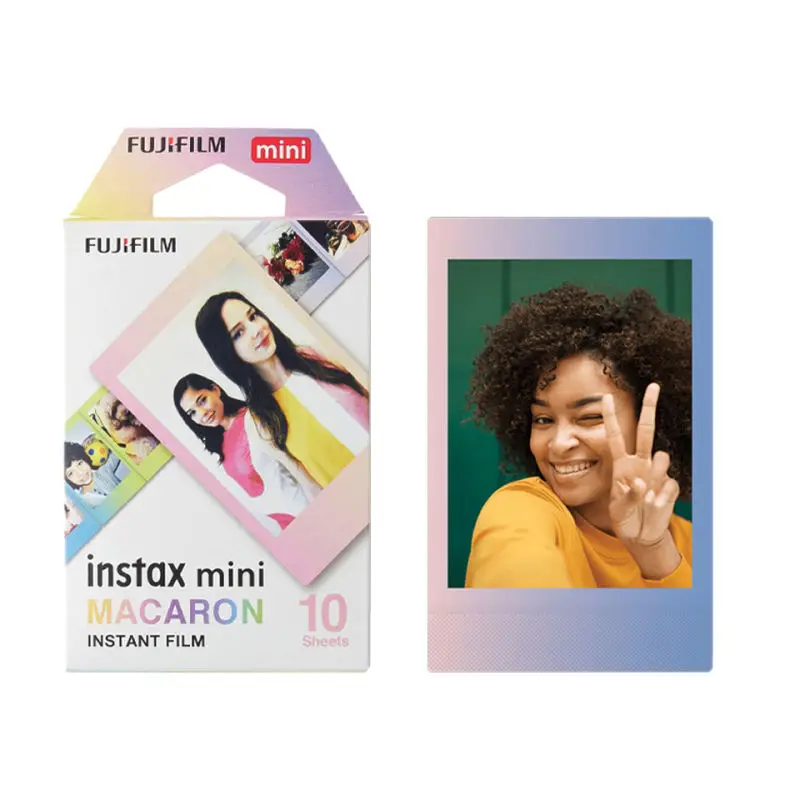 Fujifilm Instax Mini Color Film Paper Macaroon Frame 10-50 طلقة صور لـ Fuji Mini 12 11 7s 8 9 25 50s 90 EVO كاميرا فورية